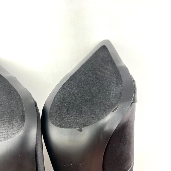 Nine West Womens Size 8.5 Black Satin Stiletto Heels Pumps Shoes With Bows‎ - Picture 11 of 15